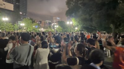 芝公園で開催された参政党の最終街宣イベント(参院選)
